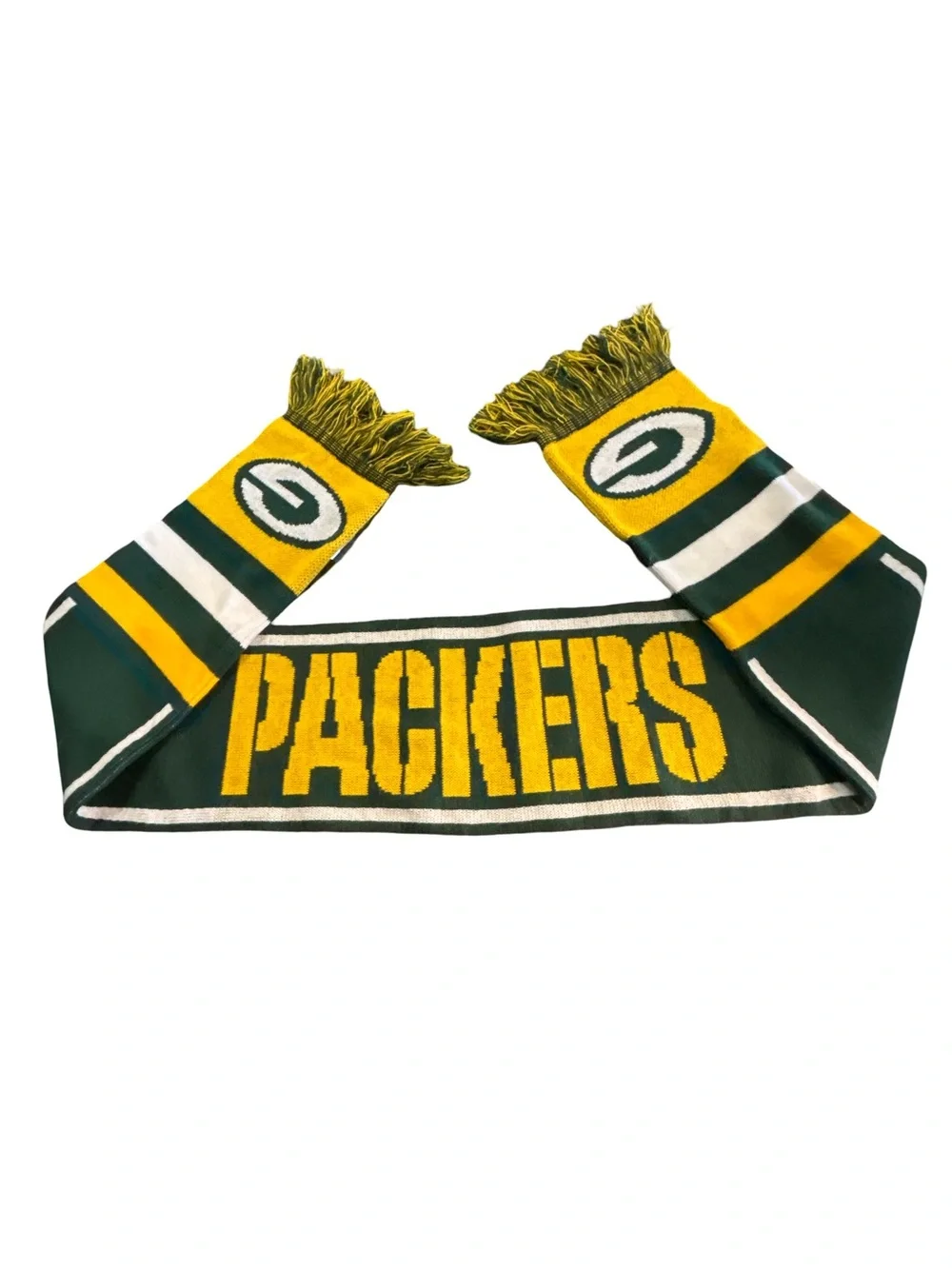 Forever Collectibles NFL Green Bay Packers Knit Fringed Scarf Green Gold